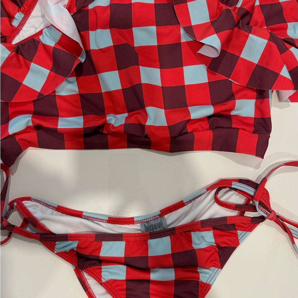 Red and Blue Checkered Bikini Set